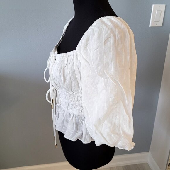NWT Revolve MINKPINK WHITE NORAH TOP TIE FRONT - Picture 15 of 16